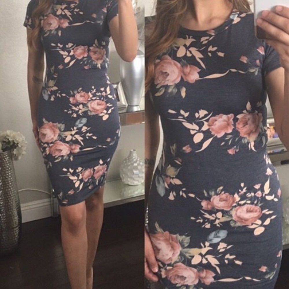 NWOT Pinklicious Gray w/ Pink Flowers